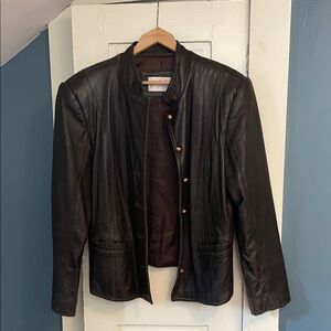 Lord & Taylor soft Dark Brown Leather Jacket